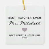 Beste Lehrerin je Minimalistisches Herz Personalis Keramikornament (Vorderseite)