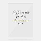 Beste Lehrerin je Name Datum Jahr einfache Schule Acrylschild (Vorderseite)