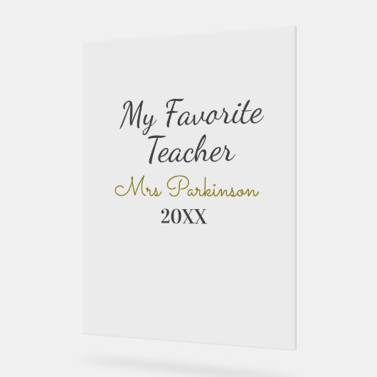 Beste Lehrerin je Name Datum Jahr einfache Schule Acrylschild (Winkel)