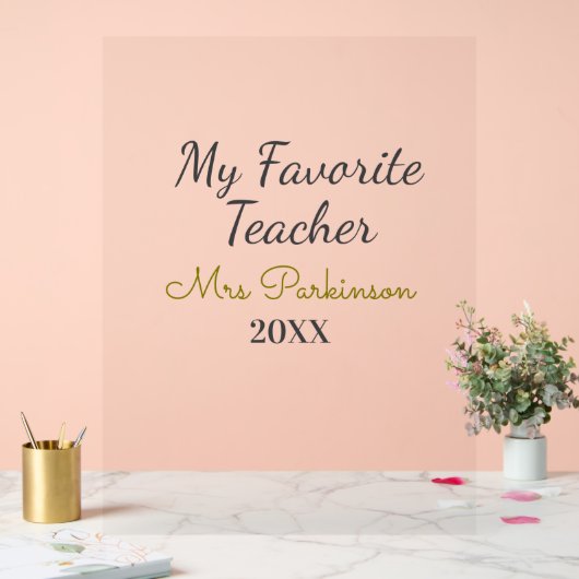 Beste Lehrerin je Name Datum Jahr einfache Schule Acrylschild (Hochzeit)