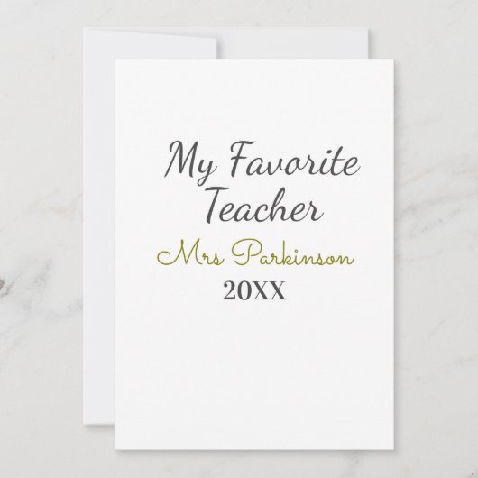 Beste Lehrerin je Name Datum Jahr einfache Schule Einladung (Vorderseite)