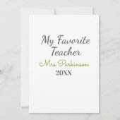 Beste Lehrerin je Name Datum Jahr einfache Schule Einladung (Rückseite)