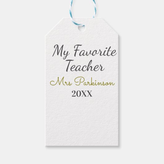 Beste Lehrerin je Name Datum Jahr einfache Schule Geschenkanhänger (Vorderseite)