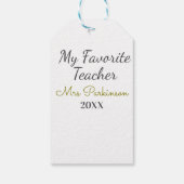 Beste Lehrerin je Name Datum Jahr einfache Schule Geschenkanhänger (Rückseite)
