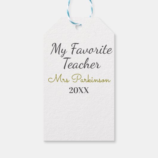 Beste Lehrerin je Name Datum Jahr einfache Schule Geschenkanhänger (Rückseite)