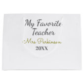 Beste Lehrerin je Name Datum Jahr einfache Schule Große Geschenktüte (Vorderseite)