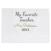 Beste Lehrerin je Name Datum Jahr einfache Schule Große Geschenktüte (Rückseite)