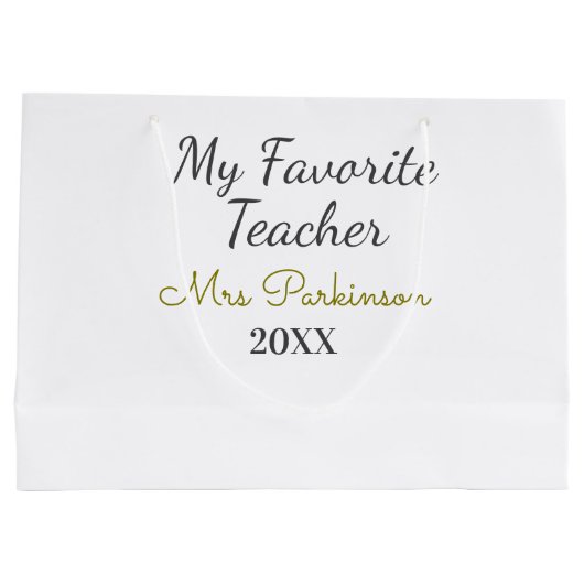 Beste Lehrerin je Name Datum Jahr einfache Schule Große Geschenktüte (Rückseite)