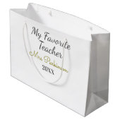 Beste Lehrerin je Name Datum Jahr einfache Schule Große Geschenktüte (Rückseite Schrägansicht)