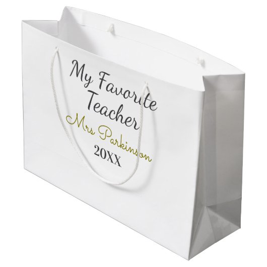 Beste Lehrerin je Name Datum Jahr einfache Schule Große Geschenktüte (Rückseite Schrägansicht)