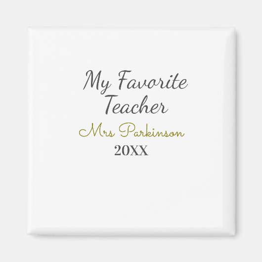 Beste Lehrerin je Name Datum Jahr einfache Schule Magnet (Vorne)