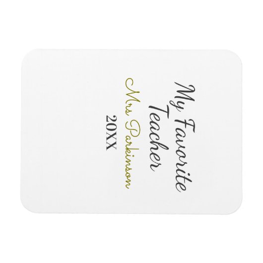 Beste Lehrerin je Name Datum Jahr einfache Schule Magnet (Horizontal)