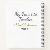 Beste Lehrerin je Name Datum Jahr einfache Schule Notizblock (Rückseite)