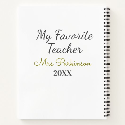 Beste Lehrerin je Name Datum Jahr einfache Schule Notizblock (Rückseite)