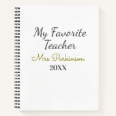 Beste Lehrerin je Name Datum Jahr einfache Schule Notizblock (Vorderseite)