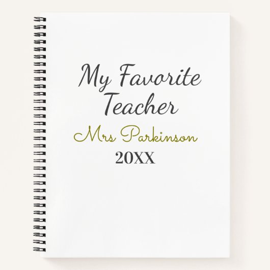Beste Lehrerin je Name Datum Jahr einfache Schule Notizblock (Vorderseite)