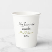 Beste Lehrerin je Name Datum Jahr einfache Schule Pappbecher (Rückseite)