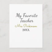 Beste Lehrerin je Name Datum Jahr einfache Schule Postkarte (Vorderseite)