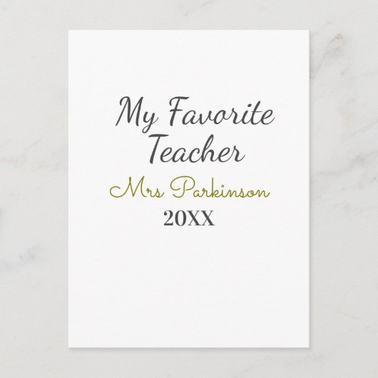 Beste Lehrerin je Name Datum Jahr einfache Schule Postkarte (Vorderseite)