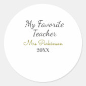 Beste Lehrerin je Name Datum Jahr einfache Schule Runder Aufkleber (Vorderseite)