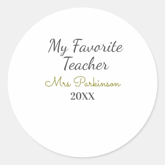 Beste Lehrerin je Name Datum Jahr einfache Schule Runder Aufkleber (Vorderseite)