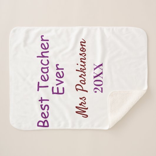 Beste Lehrerin je Name Datum Jahr einfache Schule Sherpadecke (Vorderseite (Horizontal))