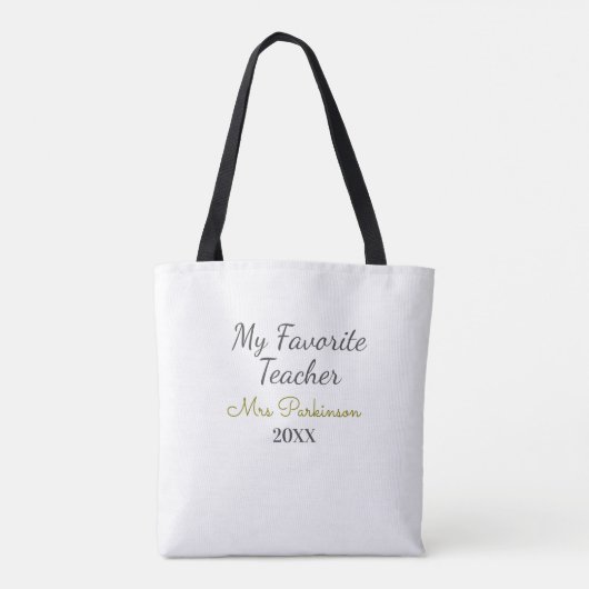 Beste Lehrerin je Name Datum Jahr einfache Schule Tasche (Rückseite)