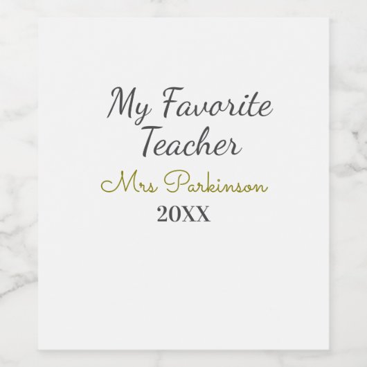 Beste Lehrerin je Name Datum Jahr einfache Schule Weinetikett (Einzelnes Label)