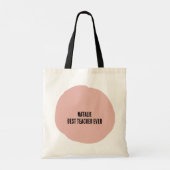 Beste Lehrerin je Niedlich rosa abstrakt mit Monog Tragetasche (Rückseite)