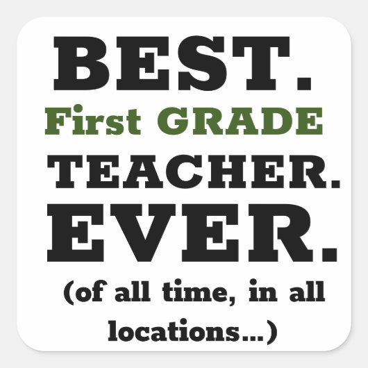 Beste Lehrerin je Quadratischer Aufkleber (Vorderseite)