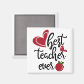 Beste Lehrerin je Typografie Magnet (Vorderseite/Rückseite)