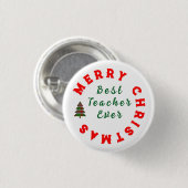 Beste Lehrerin je Weihnachten Vielen Dank für Ihr Button (Vorne & Hinten)
