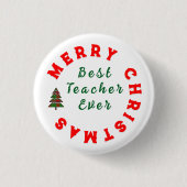 Beste Lehrerin je Weihnachten Vielen Dank für Ihr Button (Vorderseite)