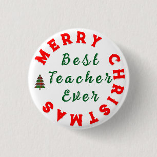 Beste Lehrerin je Weihnachten Vielen Dank für Ihr  Button