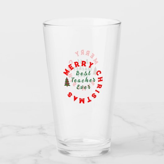 Beste Lehrerin je Weihnachten Vielen Dank für Ihr Glas (Vorderseite)
