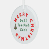 Beste Lehrerin je Weihnachten Vielen Dank für Ihr Ornament Aus Glas (Vorderseite links)