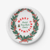 Beste Lehrerin je Weihnachten Vielen Dank für Ihr  Pappteller (Vorderseite)