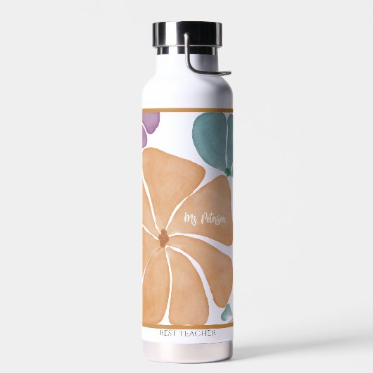 Beste Lehrerin Moderne Aquarellblume Flasche Wasse (Links)