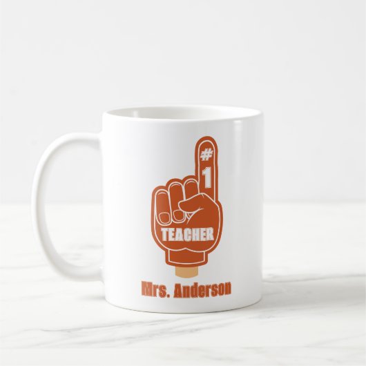 Beste Lehrerin Nummer Eins Red Foam Finger Kaffeetasse (Links)