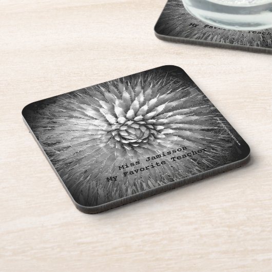 Beste Lehrerin Schwarz/Weiß Abstrakter Name B&W Getränkeuntersetzer (Linke Seite)