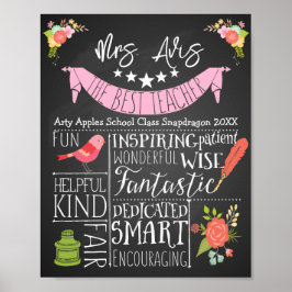 Beste Lehrerin Wertschätzung für Blumenvögel Gesch Poster