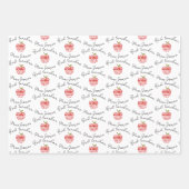 Beste Lehrerin Wort Kunst roter Apfel großes Herz Geschenkpapier Set (Vorderseite 2)