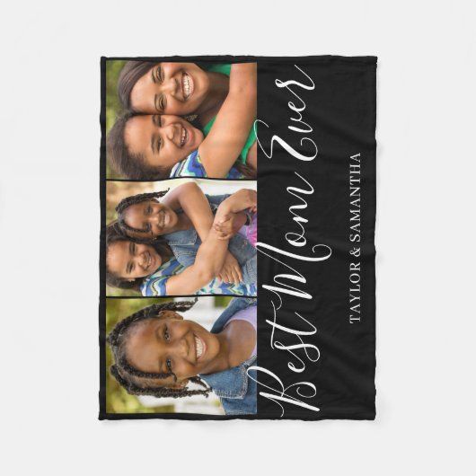 Beste Mama 3 Foto Collage Fleece Blanket (Vorderseite)