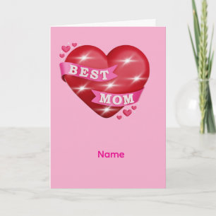 Beste Mama 3D Glänzendes rotes Herz Muttertagsgesc Karte