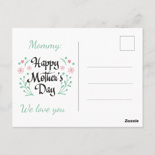 Beste Mama aller Mütter, Kinder/Blume Postkarte (Rückseite)