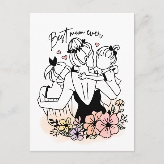 Beste Mama aller Mütter, Kinder/Blume Postkarte (Vorderseite)