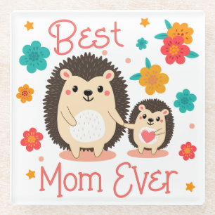 Beste Mama Aller Zeiten Mutter und Baby Igel Glasuntersetzer