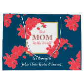 Beste Mama am Aquamarinen Roten Kirchenbröckchen Große Geschenktüte (Rückseite)