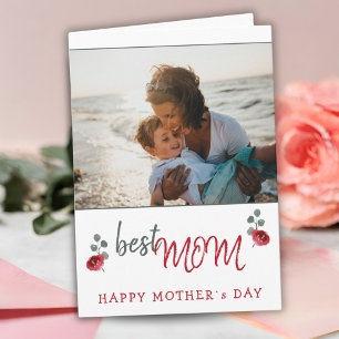 Beste Mama Aquarell-Rose Floral Muttertags-Foto Karte