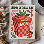 Beste Mama Beeren Pun Erdbeere Retro Muttertag Postkarte